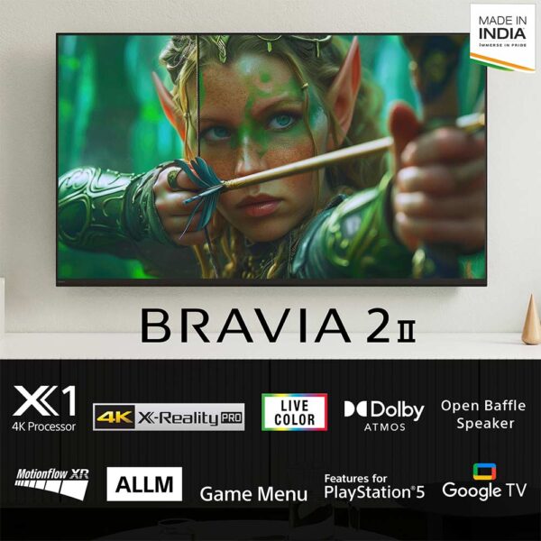 Sony 126 cm (50) BRAVIA 2 II 4K Ultra HD Smart LED Google TV K-50S25M2 (Black)