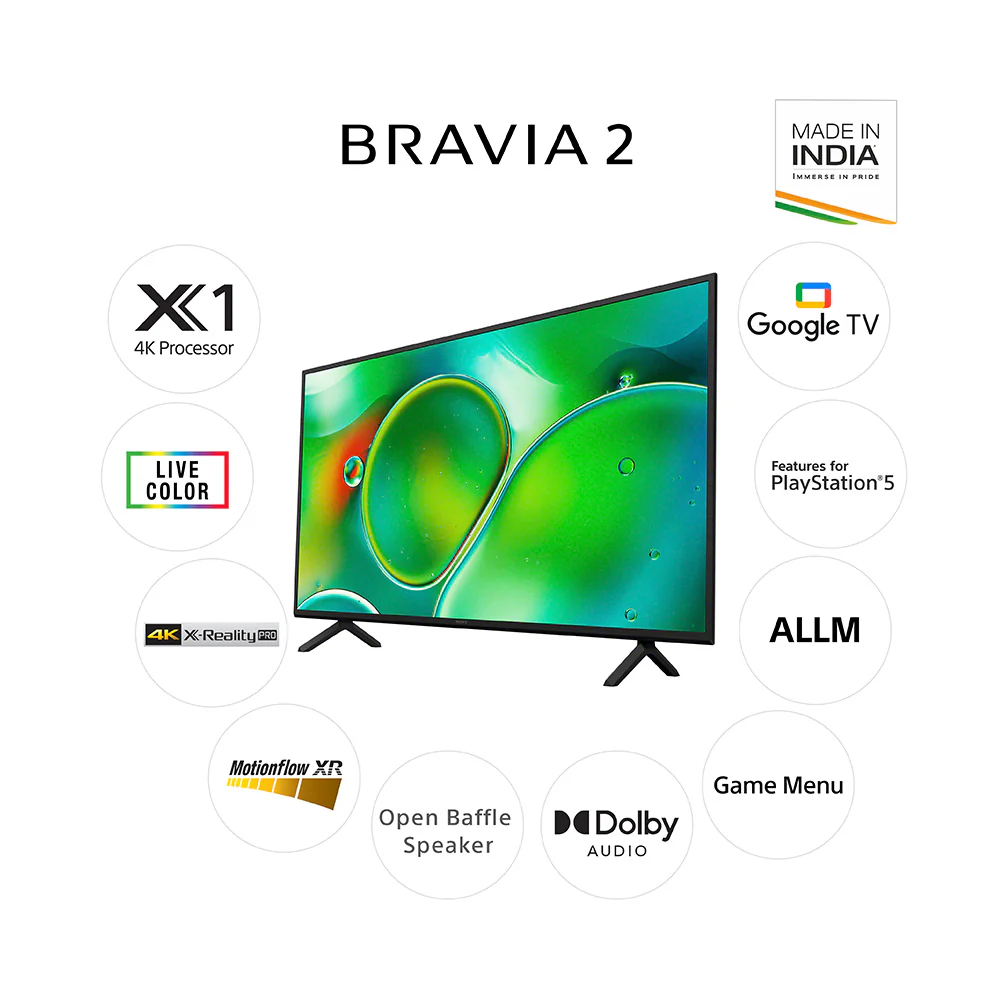 Sony 139 cm (55) BRAVIA 2 4K Ultra HD Smart LED Google TV K-55S25 (Black) - Image 4