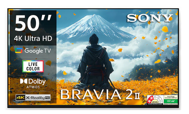 Sony 126 cm (50) BRAVIA 2 II 4K Ultra HD Smart LED Google TV K-50S22BM2 (Black)