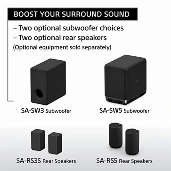 Sony HT-A3000 5.1ch 360 Spatial Sound Mapping SoundbarHome theatre system with Dolby Atmos and wireless Subwoofer SA-SW3 & Rear Speaker SA-RS3S (550W,Bluetooth,360 RA,HDMI eArc & Optical Connectivity)