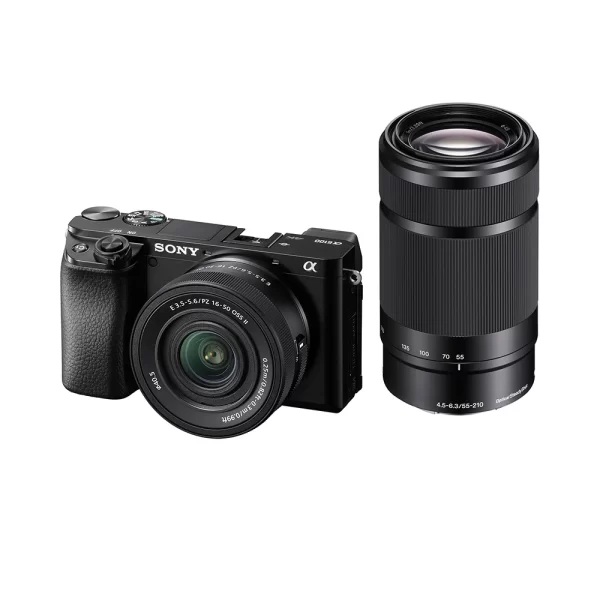 Sony Alpha ILCE-6100X 24.2 MP Mirrorless Digital SLR Camera with SELP16502 Power Zoom & SEL55210 Lens, APS-C Sensor, Fast Auto Focus,Real-time Eye AF,Real-time Tracking, Vlogging & Content Creation -Black