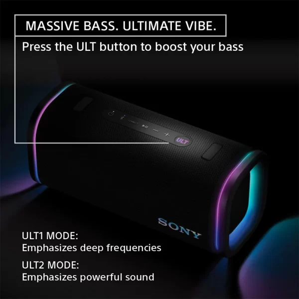 Sony New Launch ULT FIELD 5 Bluetooth Wireless Speaker with Massive Bass|360° Party Light|25hrs Playtime|IP67|Shoulder Strap|Quick Charge|Built in Powerbank|Party Connect(SRS-ULT50)