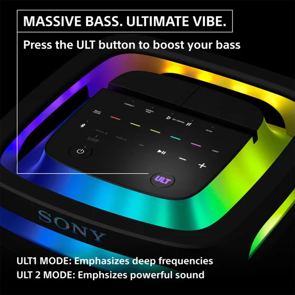 Sony ULT TOWER9 (SRS-ULT900)|Wireless,Bluetooth Party Speaker with Massive Bass,360°Sound & Party Lights,25hr Playtime,Karaoke, TouchPanel, Built in Power Bank, TV Sound Booster, Get Wireless Dual ULTMIC1