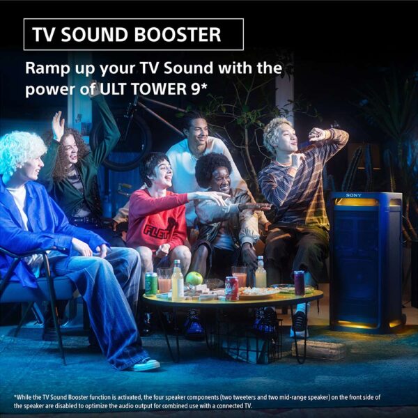 Sony ULT TOWER9 (SRS-ULT900)|Wireless,Bluetooth Party Speaker with Massive Bass,360°Sound & Party Lights,25hr Playtime,Karaoke, TouchPanel, Built in Power Bank, TV Sound Booster, Get Wireless Dual ULTMIC1