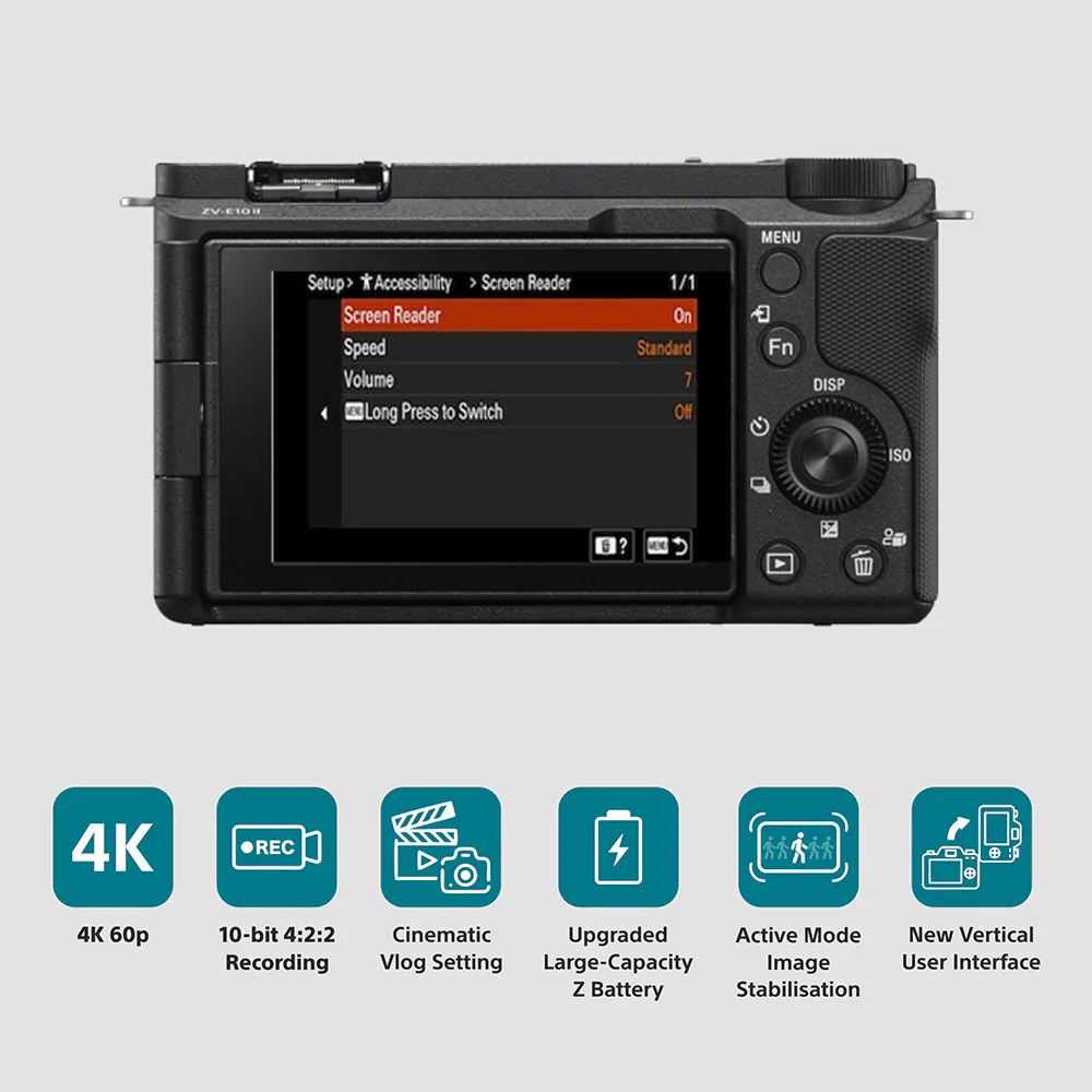 Sony Alpha ZV-E10M2 26 MP Interchangeable Lens Mirrorless Vlog Camera for Creators | APS-C Sensor | 4K 60p with 10bit 4:2:2 Recording - (Black) - Image 3