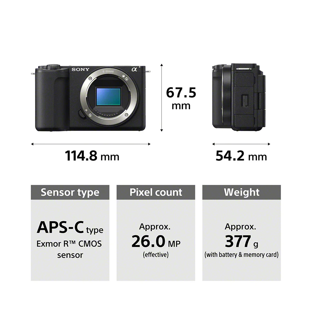 Sony Alpha ZV-E10M2 26 MP Interchangeable Lens Mirrorless Vlog Camera for Creators | APS-C Sensor | 4K 60p with 10bit 4:2:2 Recording - (Black) - Image 2
