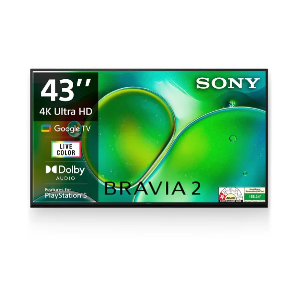 Sony 108 cm (43) BRAVIA 2 4K Ultra HD Smart LED Google TV K-43S25 (Black)