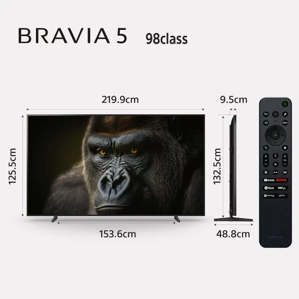 Sony 248 cm (98) BRAVIA 5 4K Ultra HD AI Technology Smart Mini LED Google TV K-98XR55A (Black)
