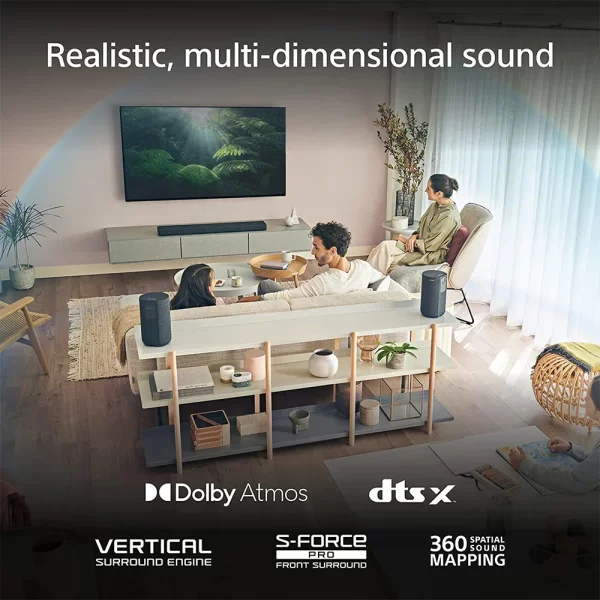 Sony HT-A3000 5.1.2ch 360 Spatial Sound Mapping SoundbarHome theatre system with Dolby Atmos and wireless Subwoofer SA-SW5 & Rear Speaker SA-RS5S( 730W,Bluetooth,360 RA,HDMI eArc & Optical Connectivity)