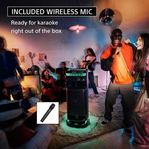 Sony ULT TOWER 10 Party Speaker with ULT button(2 Modes) for Massive Bass and Powerful Sound, 360 Sound & Party Lights,Wireless Mic for Karaoke,Bluetooth,Touch Panel,IP64, TV Sound Booster,Wheels