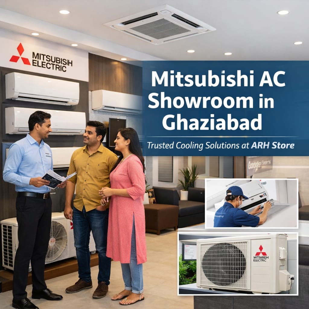 Mitshubishi AC Showroom In Ghaziabad – Trusted Cooling Solutions at ARH Store In the process of seeking a reliable Mitshubishi AC Showroom In Ghaziabad, customers seek authenticity, competitive prices and reliable services. ARH Store has established itself as a company that provides high-quality air conditioning solutions with the help of professional advice and customer-oriented customer assistance. Due to the increasing temperatures in Ghaziabad and other neighbouring localities, a high-performance air conditioner has become a mandatory requirement in every household, office and business premises. The selected showroom means the real goods and professional support during the purchasing process. Mitsubishi Electric Experience Advanced Technology. Mitsubishi AC Showroom In Ghaziabad, which is a branch of ARH Store, has Mitsubishi Electrical products; a well-known brand with worldwide recognition due to innovation and efficiency in power conservation. Mitsubishi electric air conditioners are tailor made with the latest inverter technology that will vary the compressor speed with the cooling demand. This smart device is not only more comfortable but also greatly saves electricity. The visitors of ARH Store have an opportunity to observe the models with the improved air filteration systems, quiet cool operation, and the refrigerants that are environmentally friendly and can be used in the Indian climate conditions. Extensive Products of Air Conditioners in residential and commercial applications. ARH Store is a company that provides many air conditioning systems to satisfy different needs. Mitsubishi ACs are available at a Mitshubishi AC Showroom, Ghaziabad, and the split ACs are perfect in bedrooms and living rooms and the cassettes and duct ACs in offices, showrooms and other large commercial premises. The qualified staff at ARH Store assists customers in selecting the appropriate tonnage and capacity depending on the room size, ceiling height, insulation, and habits of usage. This individual consultation guarantees maximum cooling efficiency and performance over a long term. Energy Saving and Economy in the Long run. One of the major concerns amongst the customers who purchase air conditioners is energy efficiency. One of the reputable Mitshubishi AC Showrooms in Ghaziabad underlines the models that are produced to provide maximum cooling but consume less power. In the Mitsubishi Electrics ACs, the compressor is an inverter type and the sensors are intelligent which means that the appliances do not use a lot of on-off cycles to hold steady temperature levels. This makes it more durable as well as resulting in observable savings in monthly electricity bills. When selecting ARH Store, the customers have an opportunity to find energy-rated models that are relatively cost-effective and performance-oriented. Professional Installation and Asured After Sales Service. The worth of buying an authorized Mitshubishi AC Showroom In Ghaziabad lies not just in the product only. Correct installation is very essential in making sure that it is well cooled and it does not have any operational problems. ARH Store offers the services to install the products professionally with the help of permanent trained workers, who pay attention to the instructions of the manufacturers. All the processes dealt with include proper mounting, proper refrigerant filling and electrical safety, which are done with accuracy. Also, availability of original spares and timely maintenance of your air conditioner will mean that your A/C will remain at its optimum performance over the years. Open Pricing and Customer-Focused Strategy. ARH Store is also transparent in pricing and this assists customers to make sound purchasing decisions. In Ghaziabad, customers are able to get proper information on warranties, service packages, and promotional offers at a Mitshubishi AC Showroom. The ability to pay in installment and finance further makes the purchase process easier. The focus on customer satisfaction implemented by the store means that all visitors to it will be met with attentive service, regardless of the number of units they buy to use at home or systems needed in business premises. Why ARH store to be chosen as Mitshubishi AC Showroom In Ghaziabad? The choice of ARH Store as your favorite Mitsubishi AC Showroom In Ghaziabad is a guarantee of receiving original Mitsubishi Electric air conditioners, qualified service, and reliable post-sale services. State of the art cooling technology, energy saving, and quality service will make ARH Store a reliable place to find good services in air conditioning. In case you intend to upgrade your cooling system, you can stop at ARH Store in Ghaziabad and find out the reliable and future-oriented Mitsubishi AC models that suit you specifically.