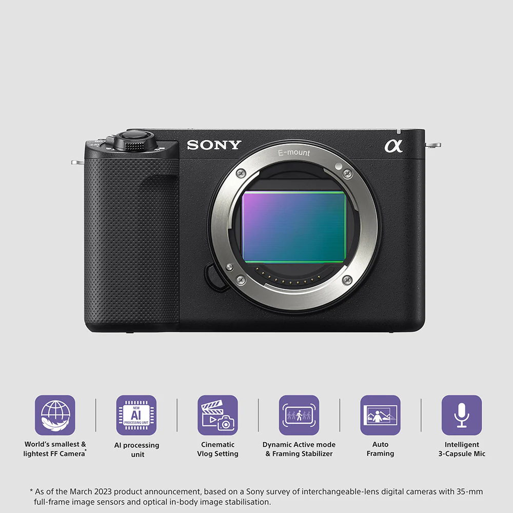 Sony Alpha ZV-E1L Full-Frame Interchangeable-Lens Mirrorless vlog Camera (With 28-60mm Zoom Lens) | Made for Creators | 12.1 MP | Artificial Intelligence based Autofocus | 4K 120p Recording - Black - Image 2