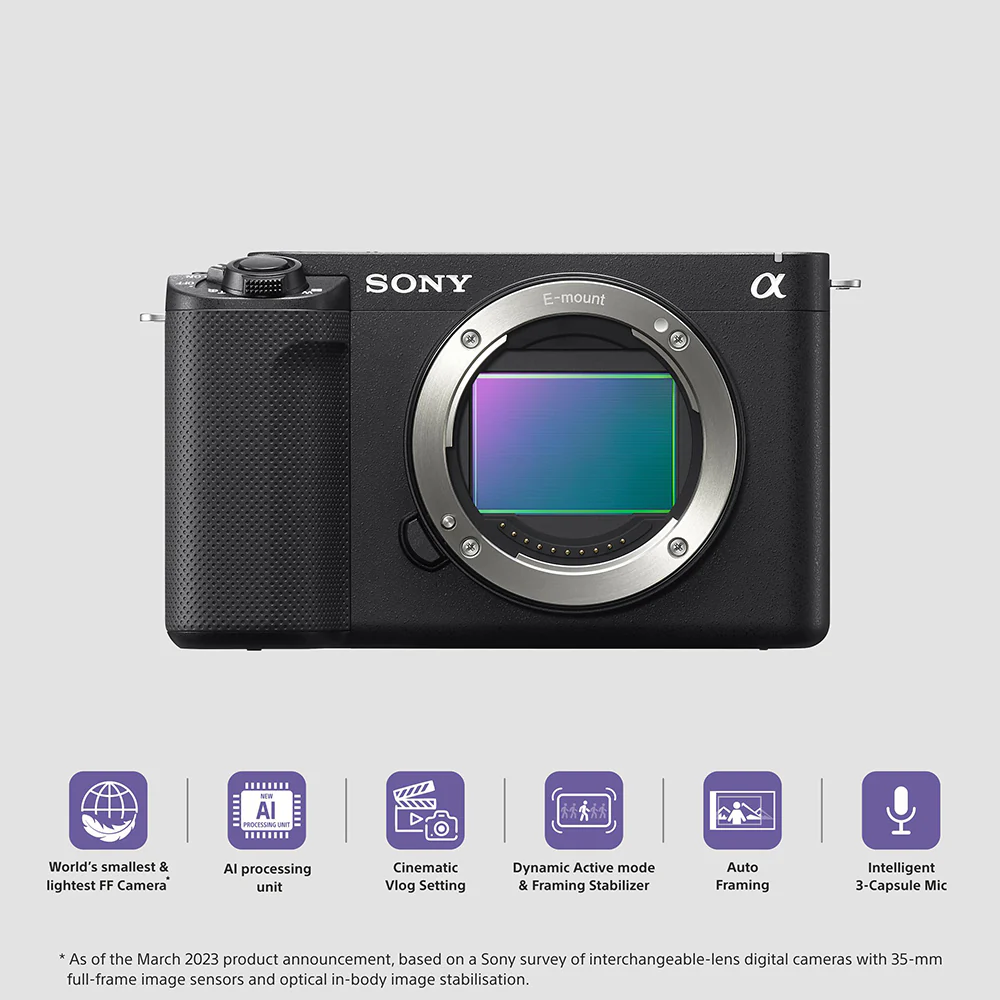 Sony Alpha ZV-E1 Full-Frame Interchangeable-Lens Mirrorless vlog Camera (Body Only) | Made for Creators | 12.1 MP | Artificial Intelligence based Autofocus | 4K 120p Recording - Black - Image 2