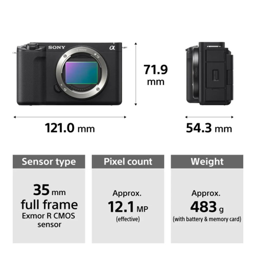 Sony Alpha ZV-E1L Full-Frame Interchangeable-Lens Mirrorless vlog Camera (With 28-60mm Zoom Lens) | Made for Creators | 12.1 MP | Artificial Intelligence based Autofocus | 4K 120p Recording - Black - Image 3